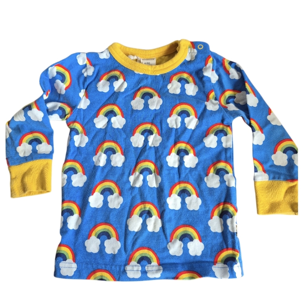 Maxomorra Organic Colorful Rainbow Kids Shirt 9-12 Month